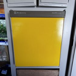 Replacement Door - Retro Dometic Refrigerator Door with vintage yellow insert - new gasket!