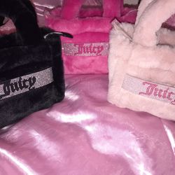 JUICY COUTURE “Free Love” 3pc Fur Purse Mini Tote Lot