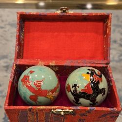 Brand New Asian Hand Exercise Baoding Balls that Chimes With Dragon Design Stress Relief Therapy.