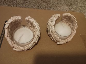 Angel Wing Tealight Candle Holders Set of 2