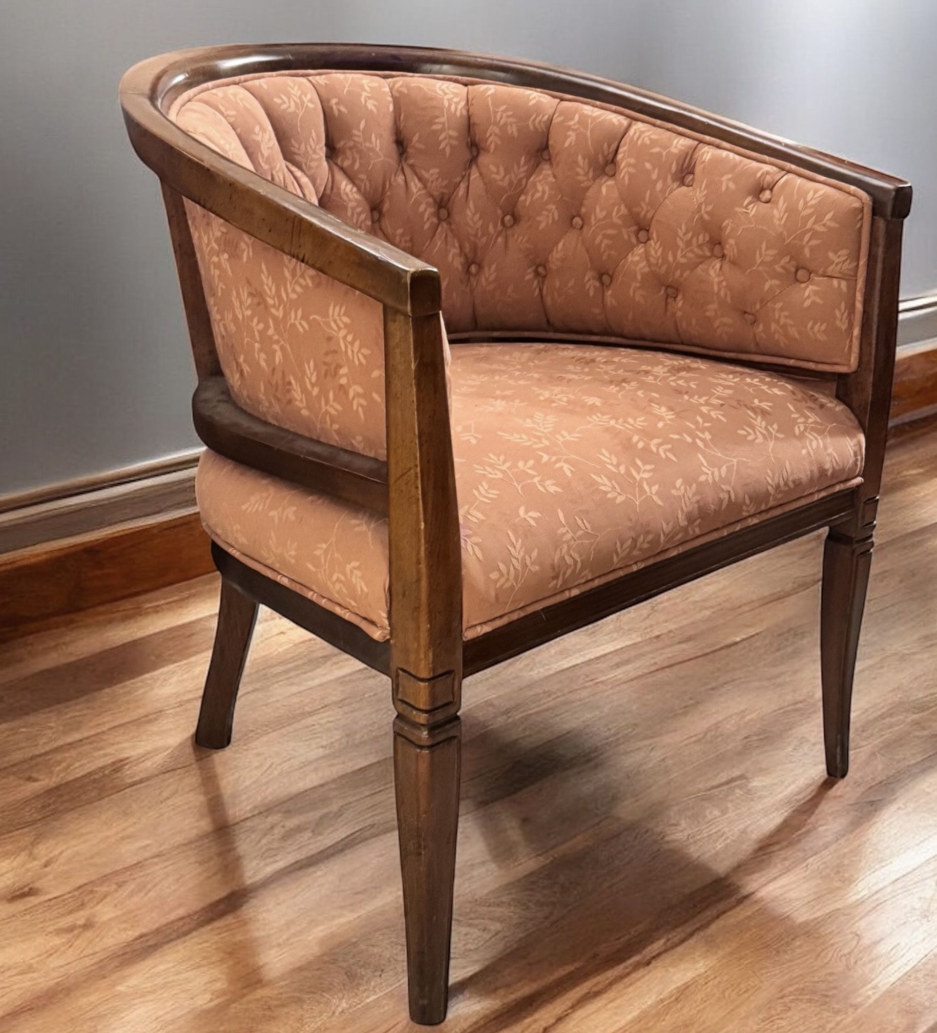 Vintage Mid Century Tufted Barrel Chair