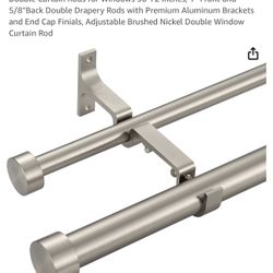 Double Curtain Rods for Windows 36-72 Inches, 1'' Front and 5/8''Back Double Drapery Rods with Premium Aluminum Brackets and End Cap Finials, Adjustab