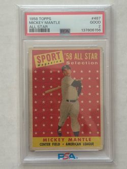 1958 Topps Mickey Mantle PSA 2 All Star New York Yankees