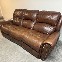 Leather Reclining Couch & Loveseat With Charging Ports