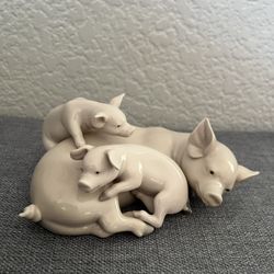 Retired Lladro Porcelain #5228 Playful Piglets Pig Glossy Figurine 1983