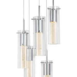 Artika Essence Spiral 5 Pendant Glass Chandelier Light Fixture with Integrated Led - Dimmable