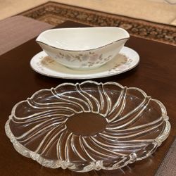 Gravy Boat And Oval Glass Plate