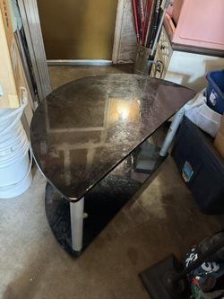 Black Tv Stand Comes With Glass Middle Shelf