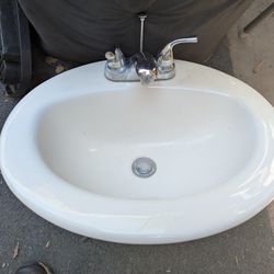 20 Inch Oval Drop In Bathroom Sink With Delta Chrome Faucet - I Have 3 - $10