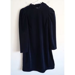 Gap Blue Velvet Long Sleeve Dress - Size XS