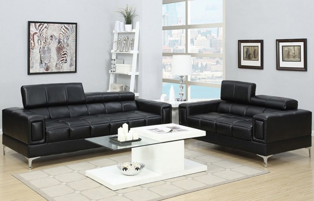 New Black Sofa Couch Loveseat