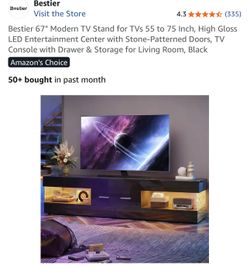 Bestier 67” Black LED TV Stand – Brand New (1 Drawer Non-Functional)