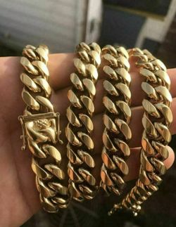 14MM Cuban Set 14K Gold Plated Doesn't Loses Color