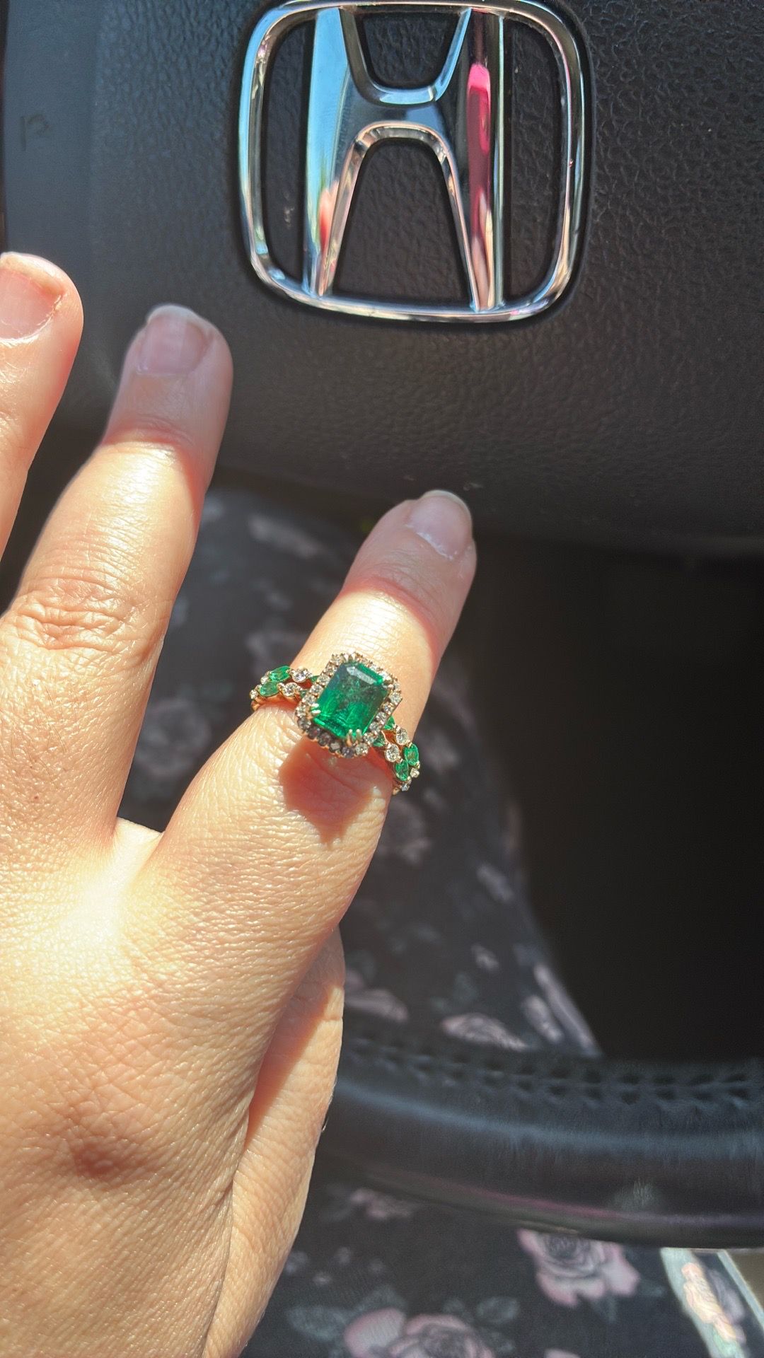 Lab grown emerald ring
