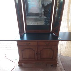 Solid Oak Makeup/Jewelry Cabinet