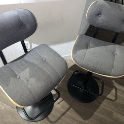 Smuk Bentwood Adjustable Swivel Bar Stools – Set of 2 – Mid Century Modern