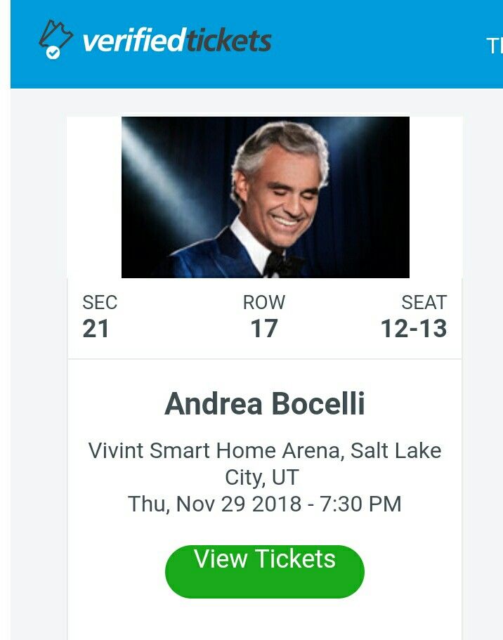 Andrea Bocelli Tickets for Nov. 29