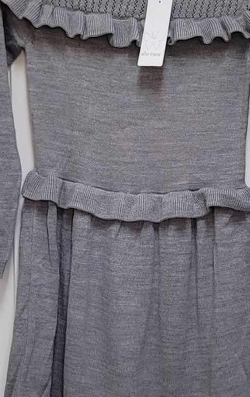 Ella Moss Girls Long Sleeve Marled Gray Dress, Sz. 14, NWT
