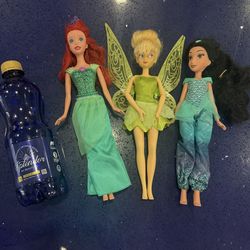 Tinker bell, Jasmine , Ariel dolls