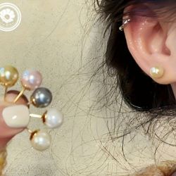 925 Sterling Silver 5 Pair Set Of Pearl Earrings 