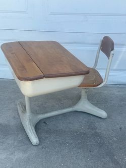 Vintage School Desk with Attached Chair American seating