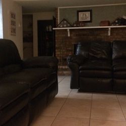 Black Leather Reclining Couch And Love Seat