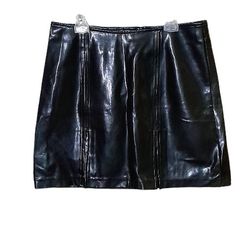 XOXO Black Vinyl Faux Leather Mini Skirt Juniors Size 9