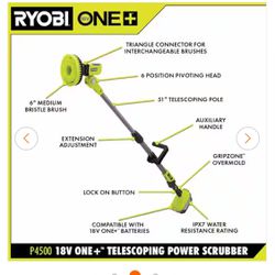RYOBI ONE+ 18V Cordless Telescoping Power Scrubber (Tool Only)