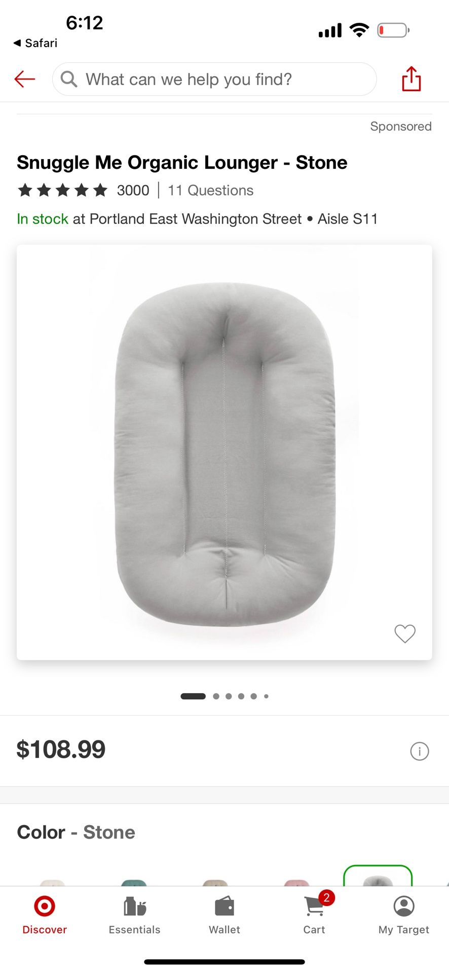 Snuggle Me Organic Lounger - Stone