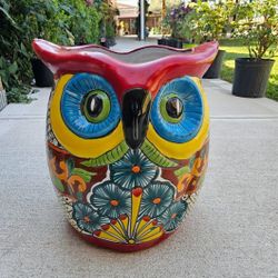Talavera Owl Colorful Clay Pots, Planters,Plants $60 cada uno.