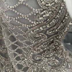 Custom Silver Beaded Prom dress 
