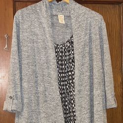 Faded Glory: Heather Grey Combo Top, Size: 2X (18W - 20W) 