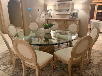 Dining room table and chairs and buffet