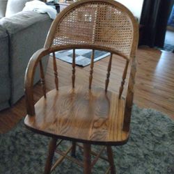 Pair Of Vtg Wood/Cane Bar Stools