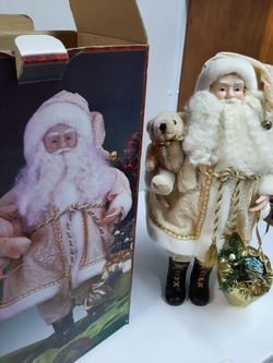 Porcelain Santa Claus Christmas Figure with Box