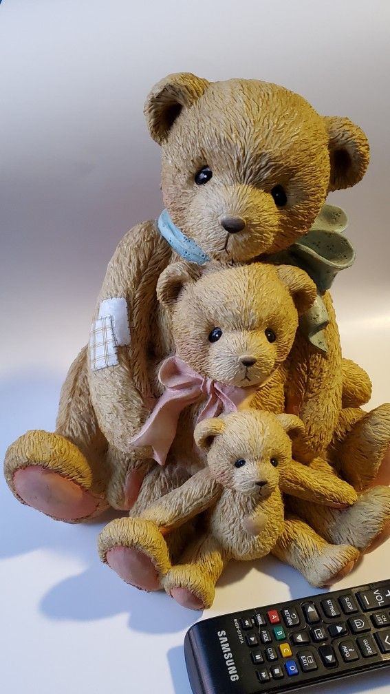 Oversized Cherished Teddies Three Teddy Bear Figurines. 12 Inches!