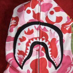 pink and white bape hoodie