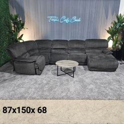 Charcoal Reclining Ushaped Sectional
