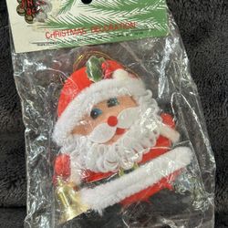 NOS: Vintage Small Felt Flocked Santa Claus Christmas