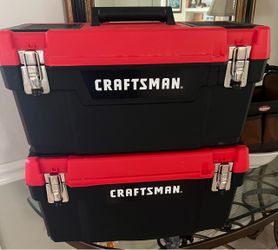 Two Craftsman Tool Boxes and one Bucket Boss
