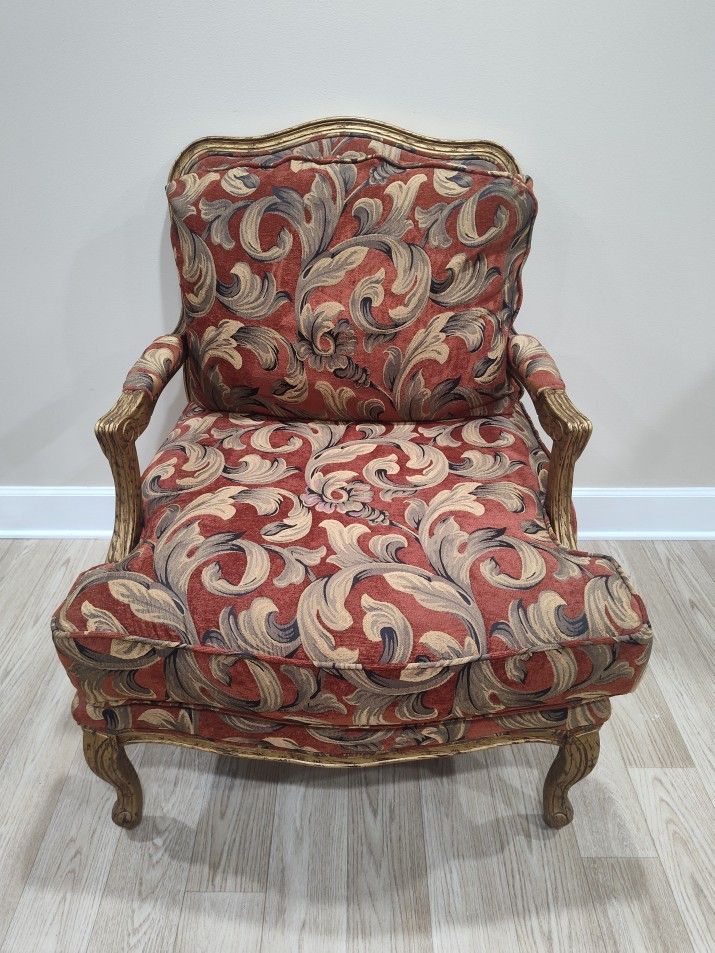 Large Red Ornate Armchair