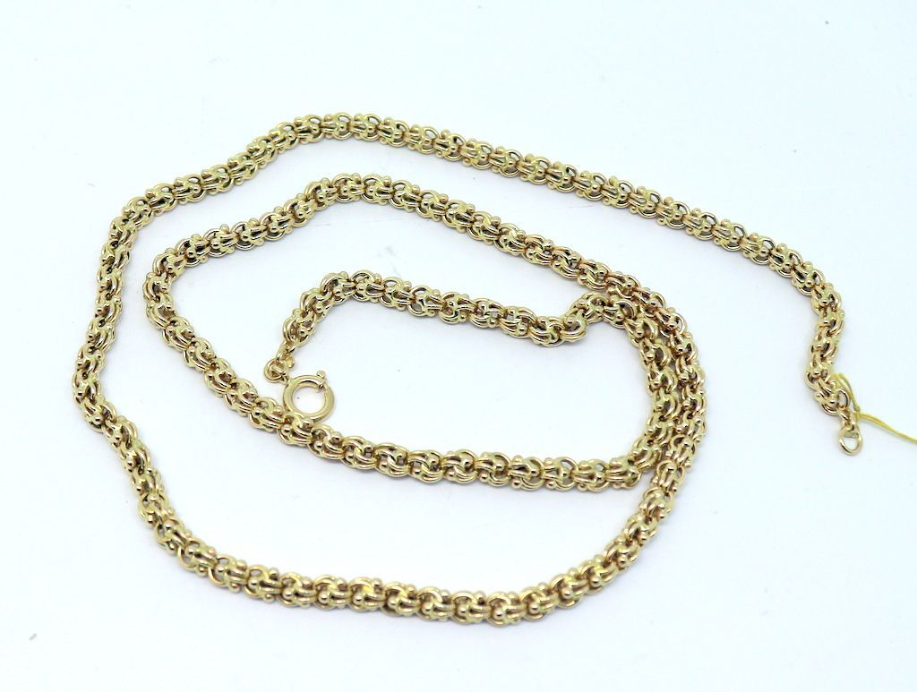 Solid Gold 5.6mm SuperLink Chain 29" antique Necklace Round Spring Lock 15c European ( higher than 14k)