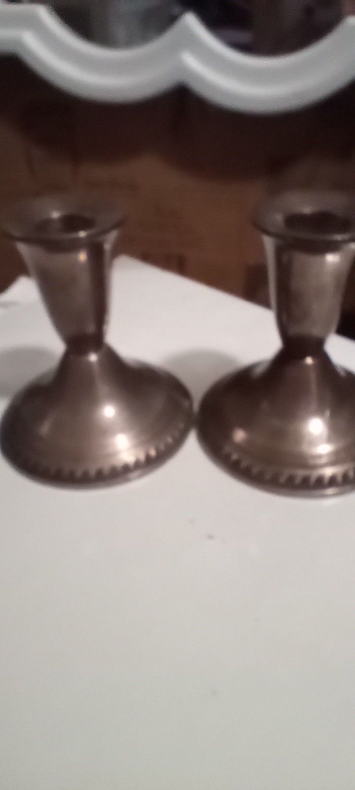 Sterling Silver Candle Holders Vintage 2