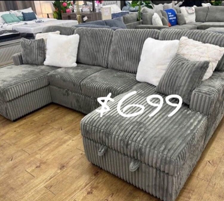 Gray Convertible Sectional Sofa Set
