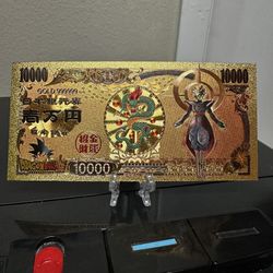 24k Gold Foil Plated Zamasu Dragon Ball Z Banknote