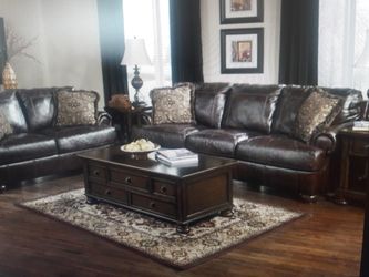 Top grain leather sofa love new