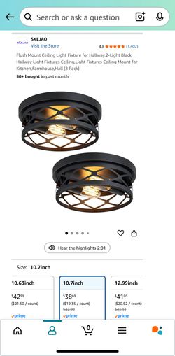 Farmhouse 2 pc set Flush Mount Ceiling Light Fixture for Hallway, Black Hallway Light Fixtures Ceiling,Light Fixtures Ceiling Mount for Kitchen, Hall