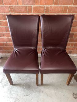 Set of 2 Burgundy Faux Leather Dining Chairs