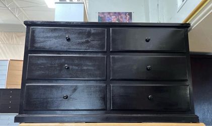 6 drawer black pine