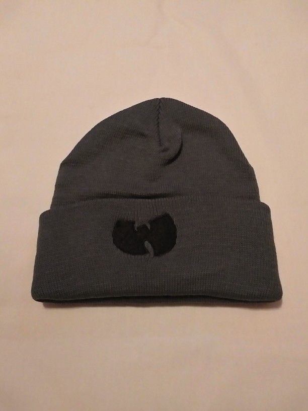 Wu Tang Clan Gray Cuff Beanie W/ Black Embroidered Logo Hip Hop Warm Winter Cap